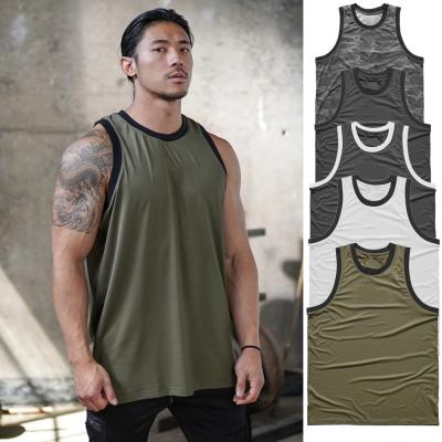 China Latest Sports Product Breathable Fashion Sports Training Vest 95% Polyester Workout Men Sleeveless Tank Top for sale