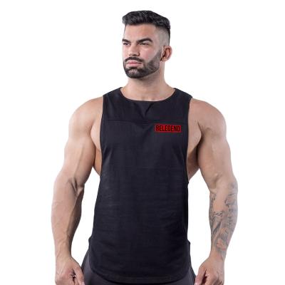 China Original Promotions Fitness Custom Breathable Tank Top Cotton Solid Black Mens Tank Top for sale