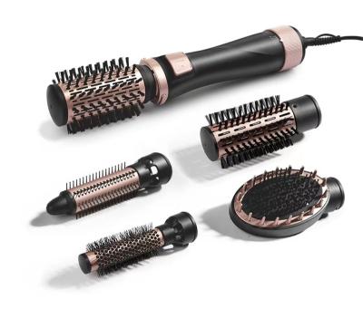 China Multifunctional 5 in 1 Hot Air Rotating Styler One Step Hair Volumizer Hair Dryer Brush Fan Round Brush Hot Comb for sale