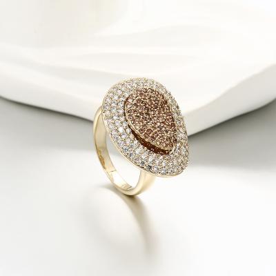 China FASHIONABLE VANFI 14K Large Gold Plated Zircon Cocktail Ring for sale