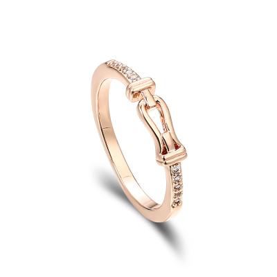 China Trendy VANFI Fashion Design Rose Gold Locking Knot Ring for sale