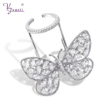 China VANFI Animal Butterfly Ring Designs FASHIONABLE White Zircon 14k Gold Jewelry Butterfly Ring for sale