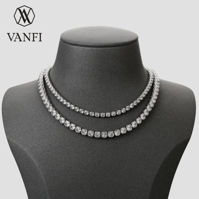 China Hiphop VANFI Hip Hop 14k 18k Gold Plated CZ Zircon Tennis Necklace Iced Out Tennis Chain For Women Men for sale