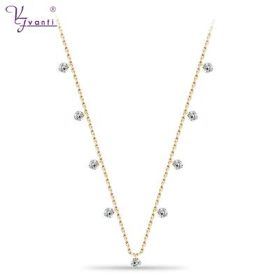 China VANFI TRENDY Gold Platinum Plated Color Fashion Necklace Women Zircon Charm Chain Necklace for sale