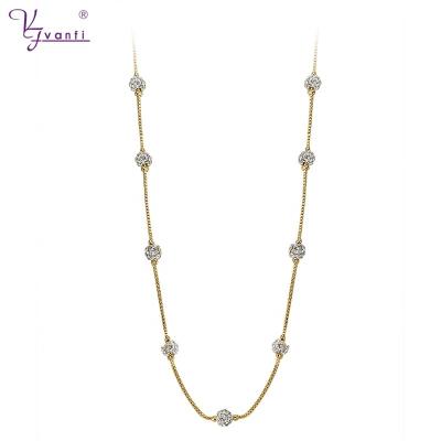 China VANFI Fashion Trendy Chain Necklaces Simple 14k Rhinestone Woman Choker Gold Tennis Necklace Jewelry for sale