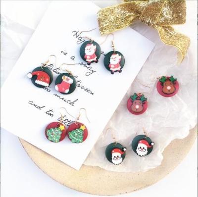 China VANFI Christmas Series Trendy Trendy Wooden Acrylic Earrings Christmas Gift for sale