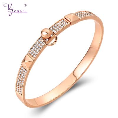 China TRENDY VANFI Rose Gold CZ Stone Copper Circle Bracelet For Women Jewelry Bangles Bracelets for sale