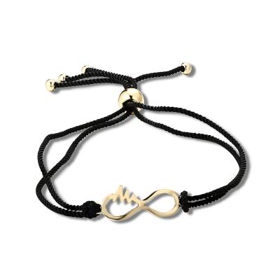 China VANFI FASHIONABLE Jewelry Adjustable Woven Rope Number 8 Black Bracelet for sale