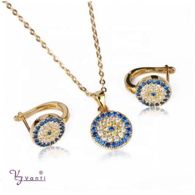 China FASHIONABLE VANFI Zircon Fashion Blue Gold Plated Brass Watches Jewelry Sets for sale