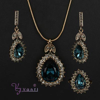 China Vintage VANFI Fashion Wholesale Turkish Authentic Stone Antique Gold Jewelry Set for sale