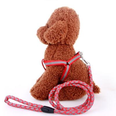 China Large, medium and small dog chain light dog traction belt dog chest nylon pet traction reflective rope strap for sale