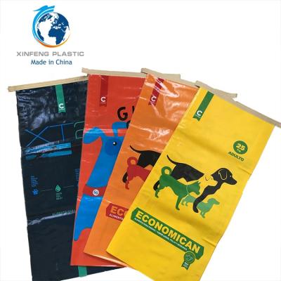 China Customized LOGO moisture proof pp woven plastic poultry feed bag pet food bag for sale