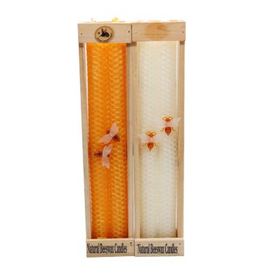 China China Natural Factory Wholesale Natural Fragrance Beeswax Candles Taper Beeswax Candle In Box for sale