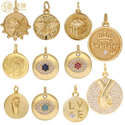 China Environmental Friendly ZHENXI Amazon Hot Sale Copper 18K Gold Plated CZ Zircon Stone Ins Style Pendant For DIY Women Necklace Bracelet for sale