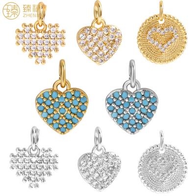 China Environmental Friendly ZHENXI Amazon Hot Sale Copper 18K Gold Plated CZ Zircon Stone Unique Design INS Style Heart Shape DIY Pendant For necklace for sale