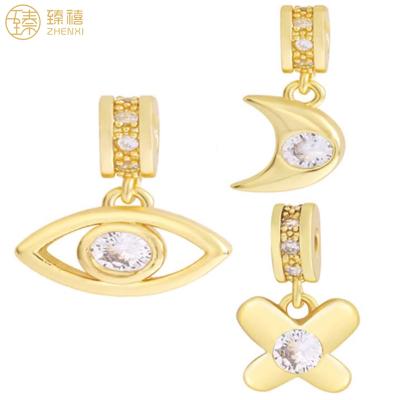 China ZHENXI Amazon Hot Sale Environmental Friendly Copper 18K Gold Plated Unique CZ Zircon Stone Design Eye Flower Moon DIY Pendant For Necklace for sale