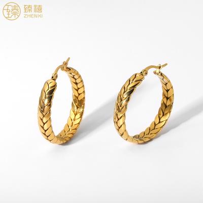 China Environmental Friendly Zhenxi Leaf Design 18K Gold Plated Stainless Steel Statistical Style Hot Selling Women Earrings For Girls Party Daily Jewelry of use for sale