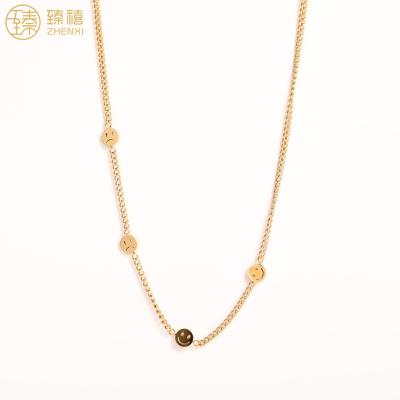 China ZHENXI Amazon Hot Sale Face Design Stainless Steel Environmental Friendly 18K Gold Plated Women Necklace For Girls Birthday Gift Daily Wear for sale