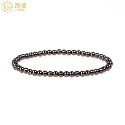 China Environmental Friendly Zhenxi 4MM Copper 18K Gold Plated Elastic Brass Beads INS Beaded Bracelet Ins Style Simple Jewelry For Women And Girls Gift for sale