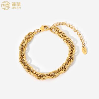 China Zhenxi Link Chain Stainless Steel Environmental Friendly Handmade 18K Gold Plated Party Wear Luxury Bracelet For Women And Girls Daily Wear for sale