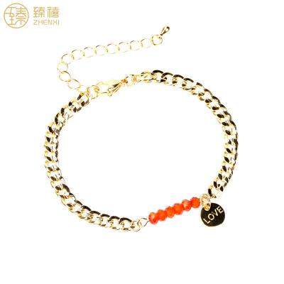 China ZHENXI CLASSIC 5mm Copper 18K Gold Plated Natural Cuba Stone Good Luck Chain Bracelet For Women And Girls Gift Daily Wear for sale