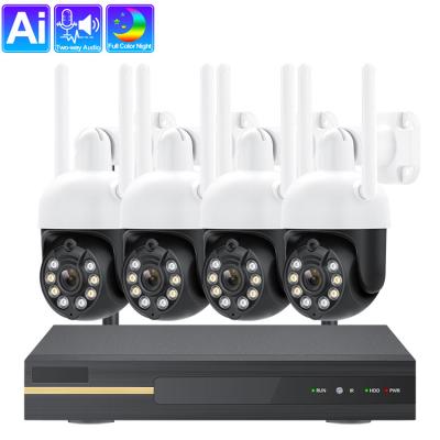 China PAN-TILT OEM ODM H.265 3MP AI Wifi Outdoor CCTV Camera System 8ch POE Nvr Kit Wireless PTZ Dome CCTV System for sale