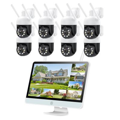 China LCD System Wifi Ptz Camera Security Camera Auto Human Tracking System Nvr Kit Wifi Dome PAN-TILT Monitor Surveillance Te koop