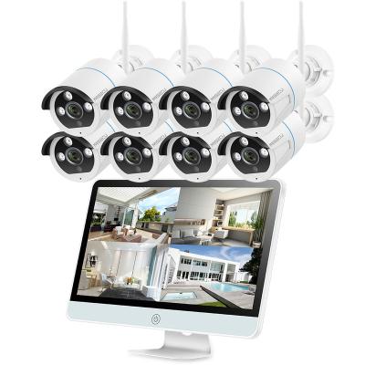 China Siren Long Range Security CCTV Camera System Wholesale Wifi LCD NVR Built-in Wireless IP Two Way Audio Camera à venda