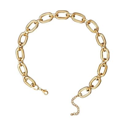 China Hiphop Yiwu Xixi Commercial Thick Ring Neck Chain High Quality Gold Plated Hot Cuban Ellipse Lock Europe and America for sale