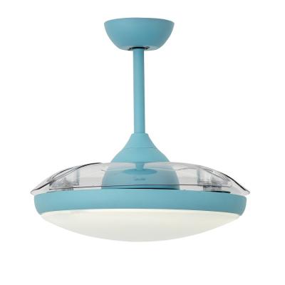 China With Light Blue Cartoon With Frequency Conversion Dimmable LED Bedroom Dining Room Remote Control Ceiling Fan With Light for sale