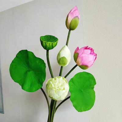 China Fashional Large Artificial Flowers Real Touch Lotus Flower Artificial Rose Lotus for sale