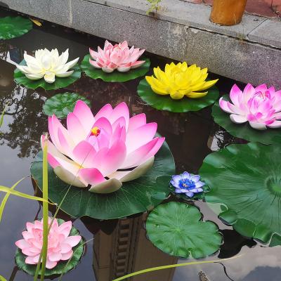 China Decorative Floating Flowers Lotus Blossom Floating Foam Artificial Flowers Fashional Lotus Leaves Pond Decor for sale