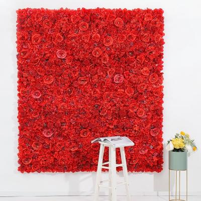 China Eco-Friendly Silk Flower Wall Red Rose Flower Wall Panel to marry different types of decor to customize the latest designs backdrop flower wall for sale