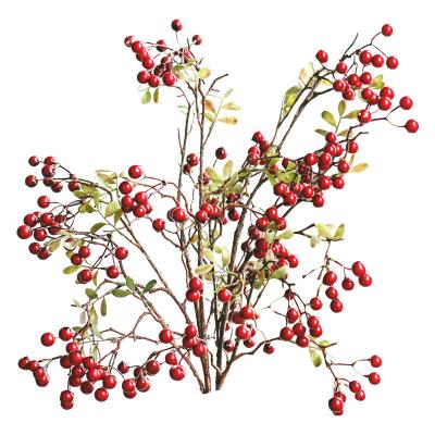 China Red Fruit Rich Fruit Simulation Flower Plant Ornaments Beautiful Holly Berry Christmas Potted Colorful Plant Ornaments for sale