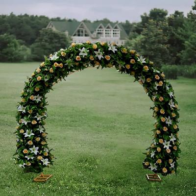 China Eco-friendly Wall Decoration Display Rack Shelf Plant Silver Wedding Semicircle Silk Flower Arch for sale