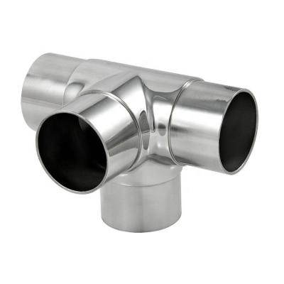 China Stainless Steel 4 Way Tube Connector Balustrade Tube Connector EUROPEAN Balcony Elbow for sale