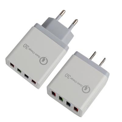 China Colorful Usb EU UK 4 Fast Charging Left Fast Charging Portable 3A Travel Phone Wall Charger Set Smart Chargers Mobile Phone Accessories for sale