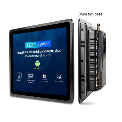 China Factory direct sales Touchthink aluminum alloy enclosure industrial android pc panel embedded open frame 12.1 inch wifi industrial fanless multi touch for sale