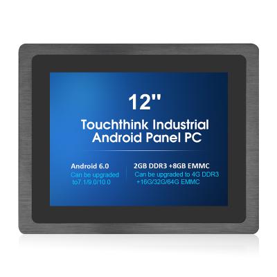 China Aluminum Alloy Enclosure Touchthink 7*24h Working 12 Inch Embedded Installation IP65 Android Capacitive Touch Screen Panel Waterproof Industrial PC for sale