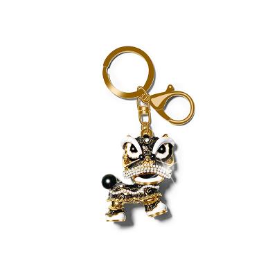 China Chinese Style Metal Lion Metal Keychain Alloy Ornaments Gift Diamond Painting Car Pendants Keychain Bag Chain Purse Crystal Ornament for sale