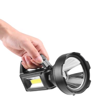 China Durable Super Bright ABS Searchlight With USB Rechargeable COB Patrol Search Light Power Display Torch Practical Head Lantern Long Range for sale