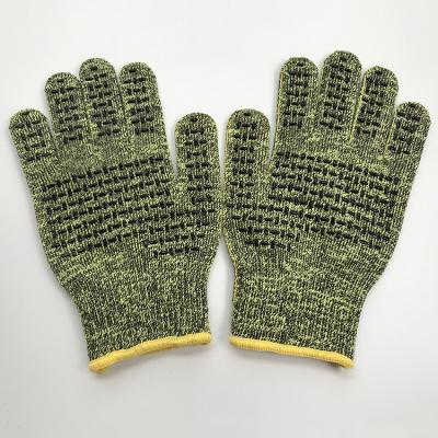 China Anti-cut anti-cut and heat resistant silicone dotted Aramid gloves with steel wire for sale