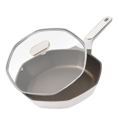 China Pan The Octagonal Series Non Frying Minimalist Stick 26cm White Cooking Pan for sale