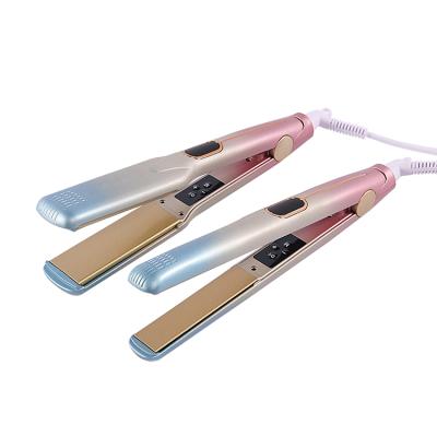 China Newest Car Hot Selling Version Hair Curler 2 in 1 Salon Designer Multifunctional Portable Pink Nano Titanium Negative Iron Hair Straightener for sale