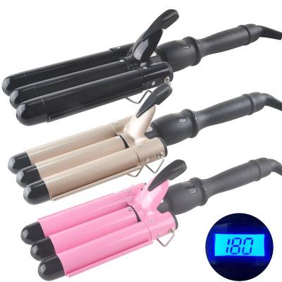 China LCD Curling Iron with Hot Selling New Hair Style Triple Curler Private Label Automatic 3 Barrel Hair Curler Automatic Portable Hair Hesitate Tangle Free Magic Hair Curler for sale