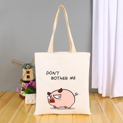 China Eco-Friendly Cute Cartoon Pattern Design Printed Durable Quality Tote Canvas Bags Print Organic Cotton Bag for sale