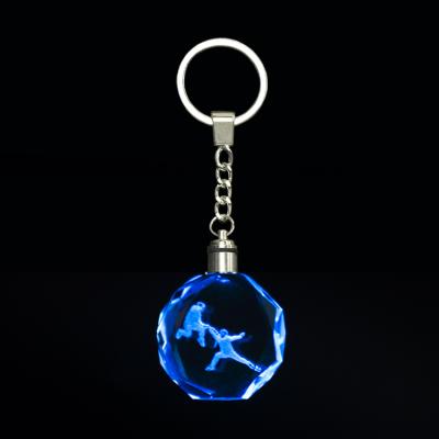 China Wholesale Cheap Souvenir Gift Decoration LED Variable Color Natural K9 Crystal Key Chain For Promotional Gift for sale