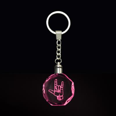 China Wholesale 3D Glass Key Chain Crystal Engravable Game Rewards Souvenir Gift Decoration Crystal Key Chain for sale