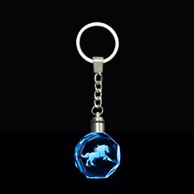 China 2022 Exquisite crystal glass horse pattern wholesale key chain souvenir modern crystal keychains for sale