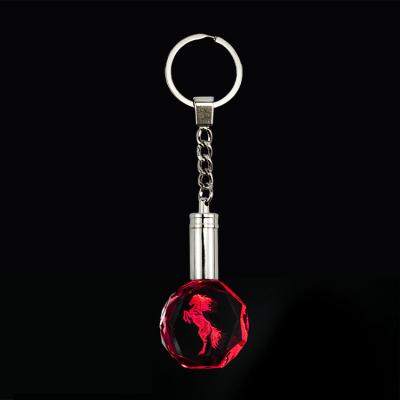 China Modern colorful horse led transparent crystal keychain wholesale cheap nature crystal keychains for sale